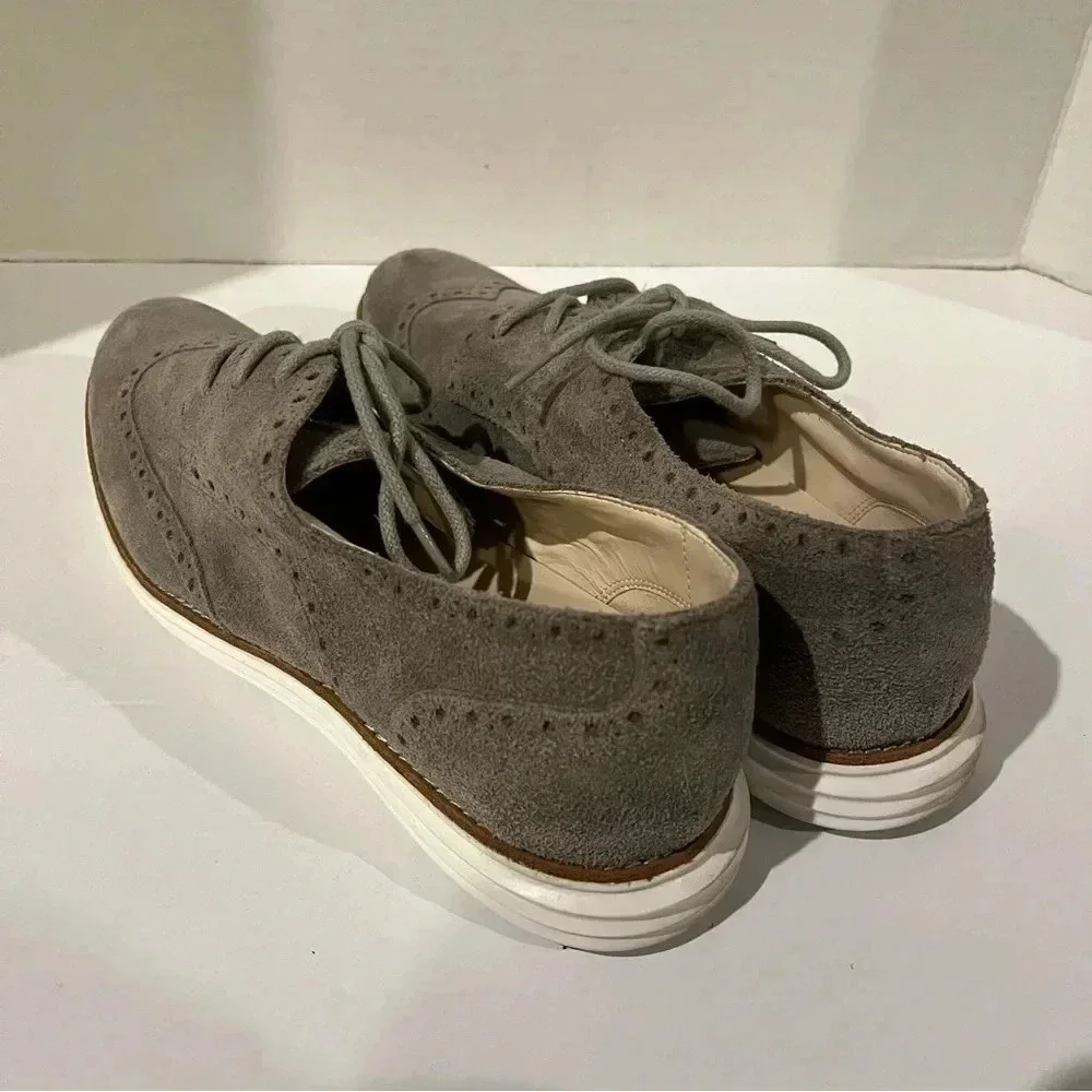 Cole Haan Womens Lunargrand Wingtip II Lace up Oxford Flats Grey Waterproof Sz 9